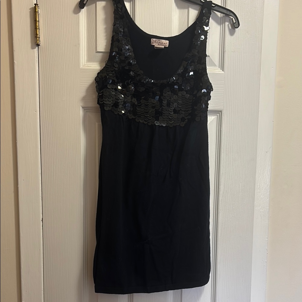 Black Sequin Tank Dress